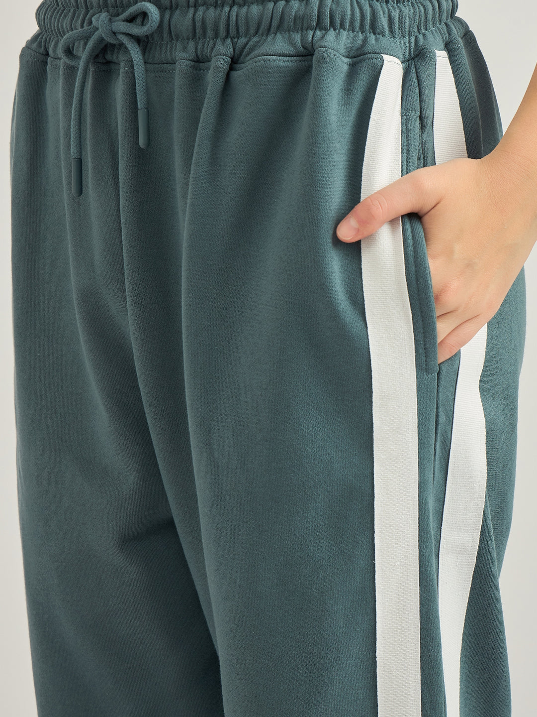 Teal Side Tape Printed Sweatpants