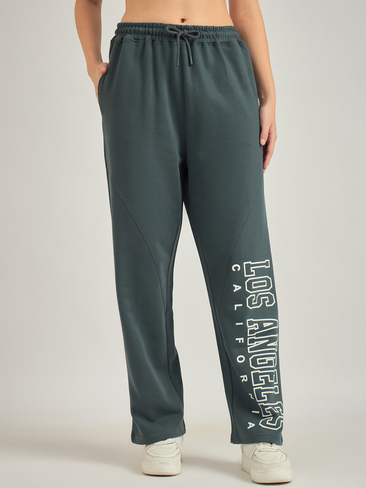 Dark Grey Side Tape Printed Sweatpants