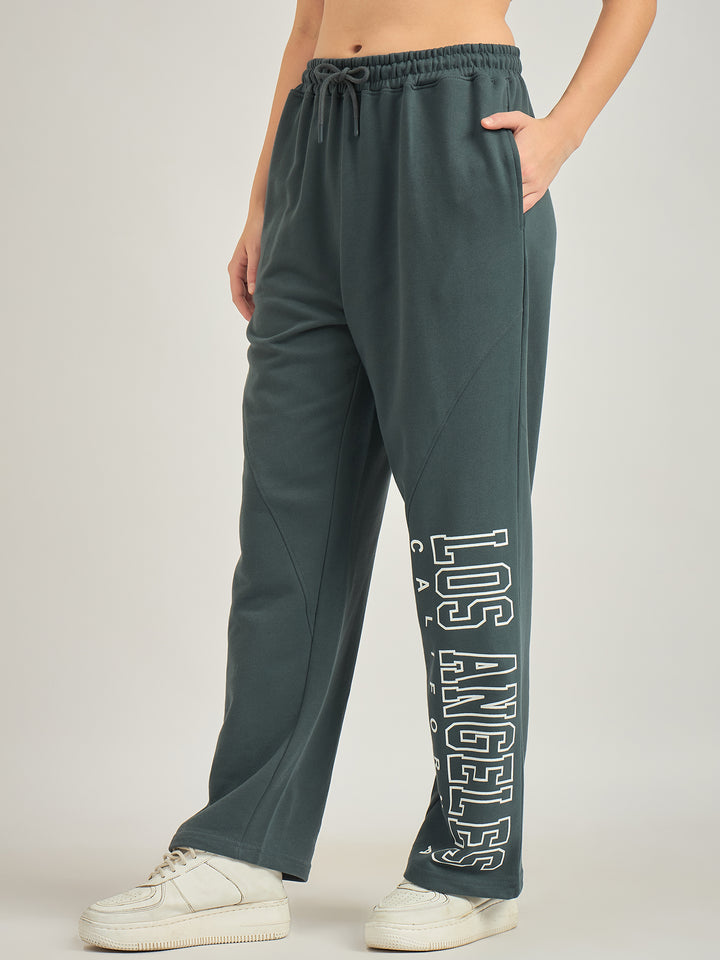 Dark Grey Side Tape Printed Sweatpants