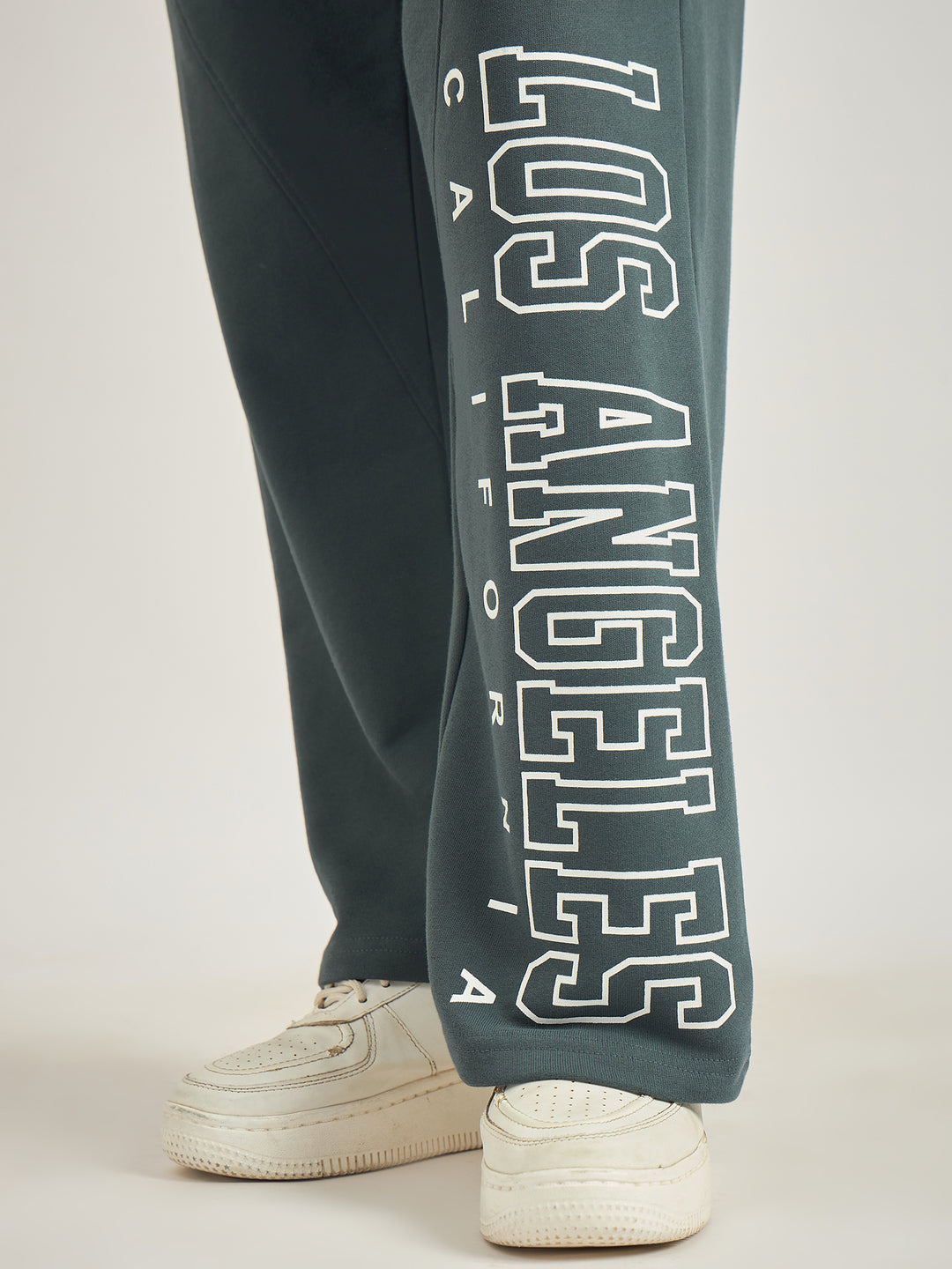 Dark Grey Side Tape Printed Sweatpants