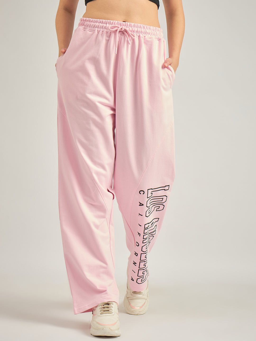 Pink Side Tape Printed Sweatpants