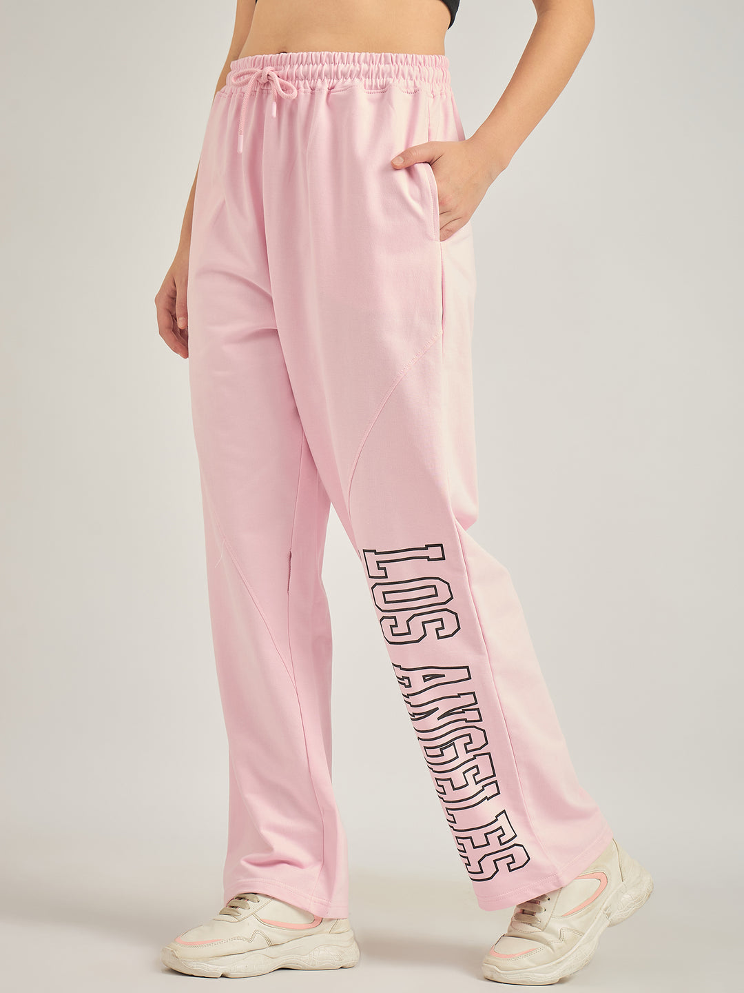 Pink Side Tape Printed Sweatpants