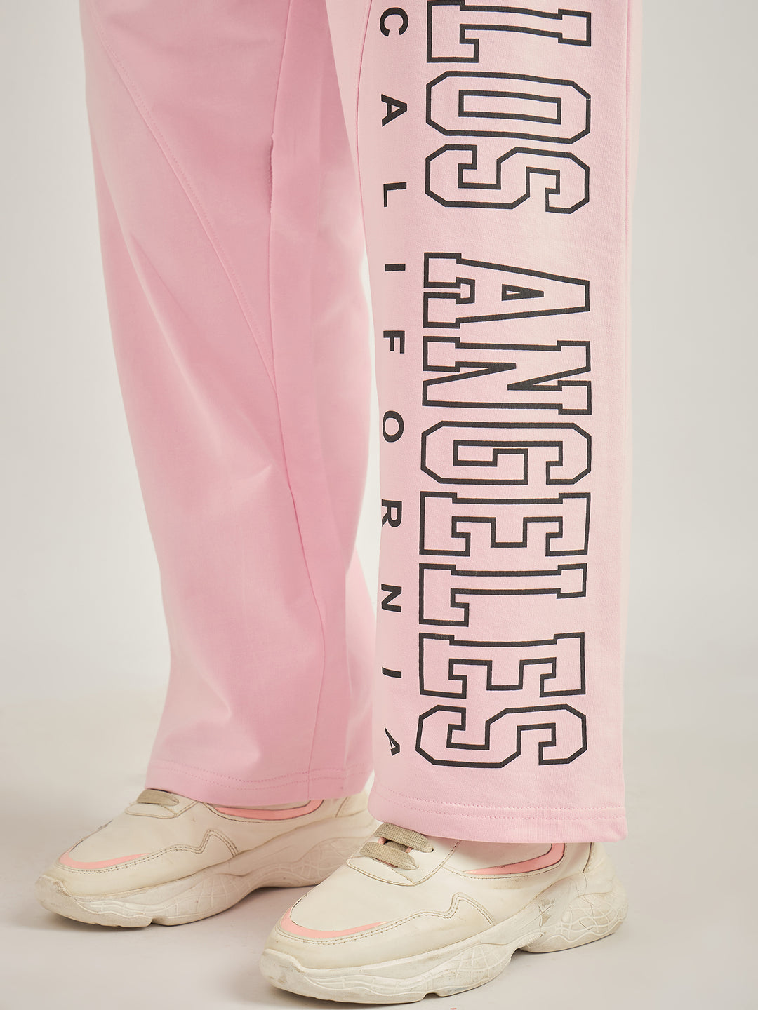 Pink Side Tape Printed Sweatpants