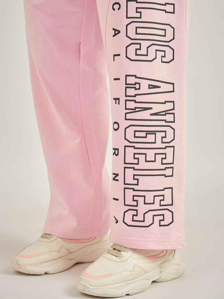 Pink Side Tape Printed Sweatpants