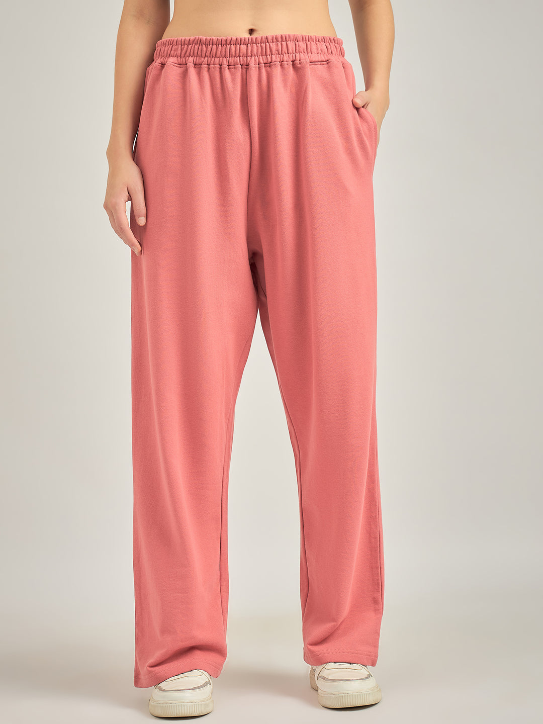 Mauve Solid Pintucked Sweatpants