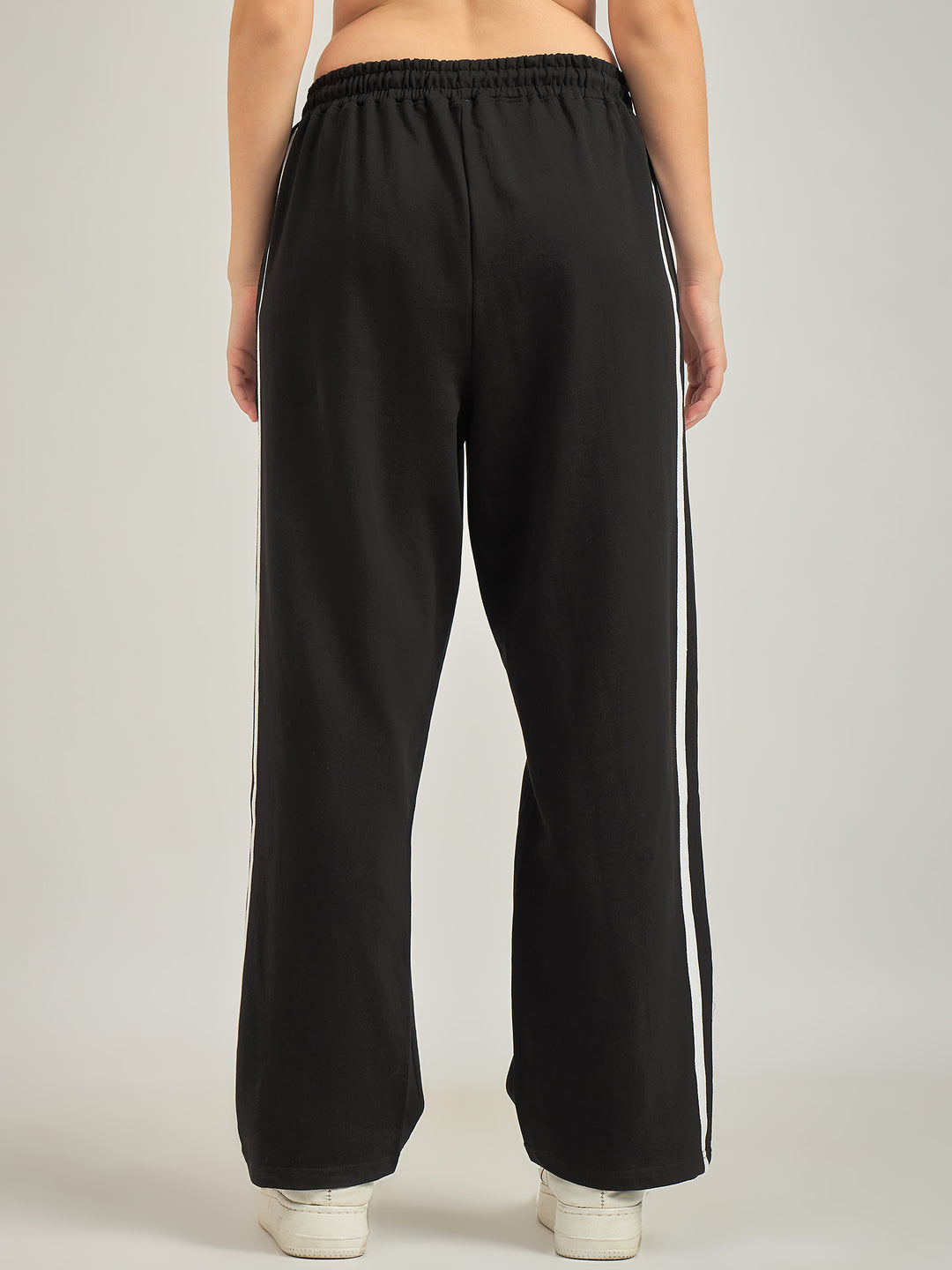 Side Tape Black Printed Sweatpants
