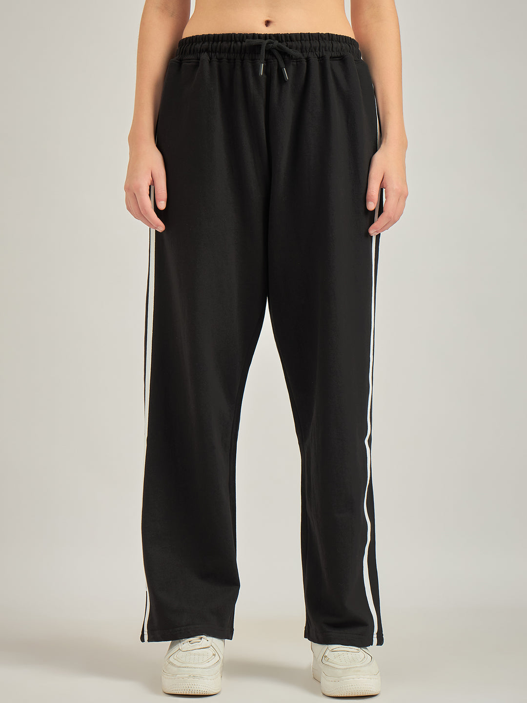 Side Tape Black Printed Sweatpants
