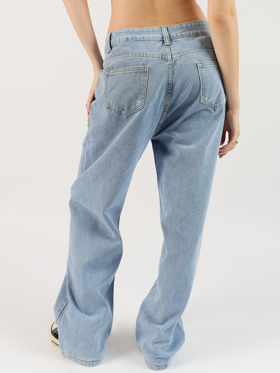 Solid Blue Straight Denim