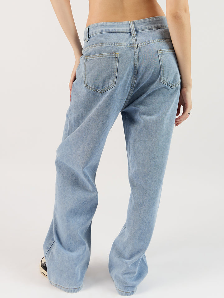 Solid Blue Straight Denim