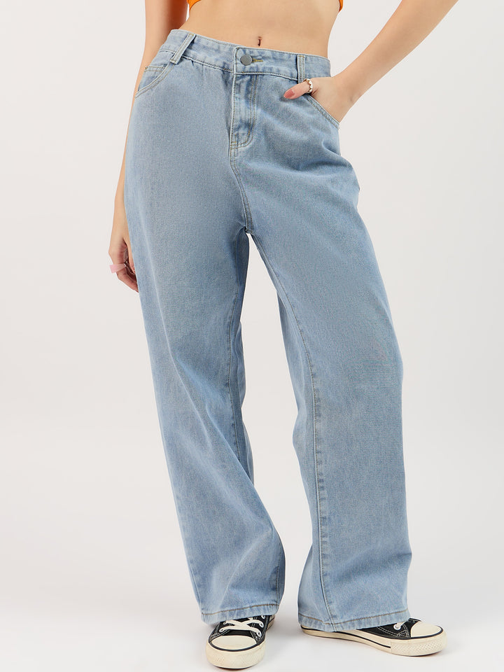Solid Blue Straight Denim
