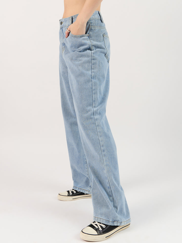 Solid Blue Straight Denim