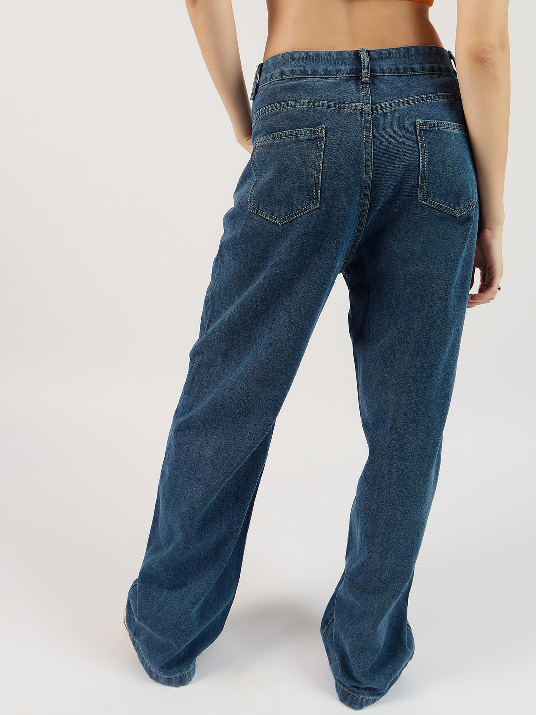 Blue Washed Straight Denim Navy