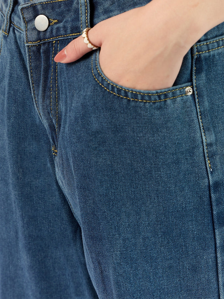 Blue Washed Straight Denim Navy