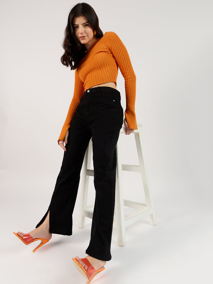 Black Jeans with Cut-Out Details