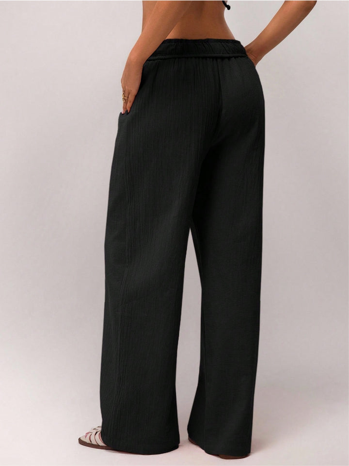 Black Low Waist Wide Leg Trouser