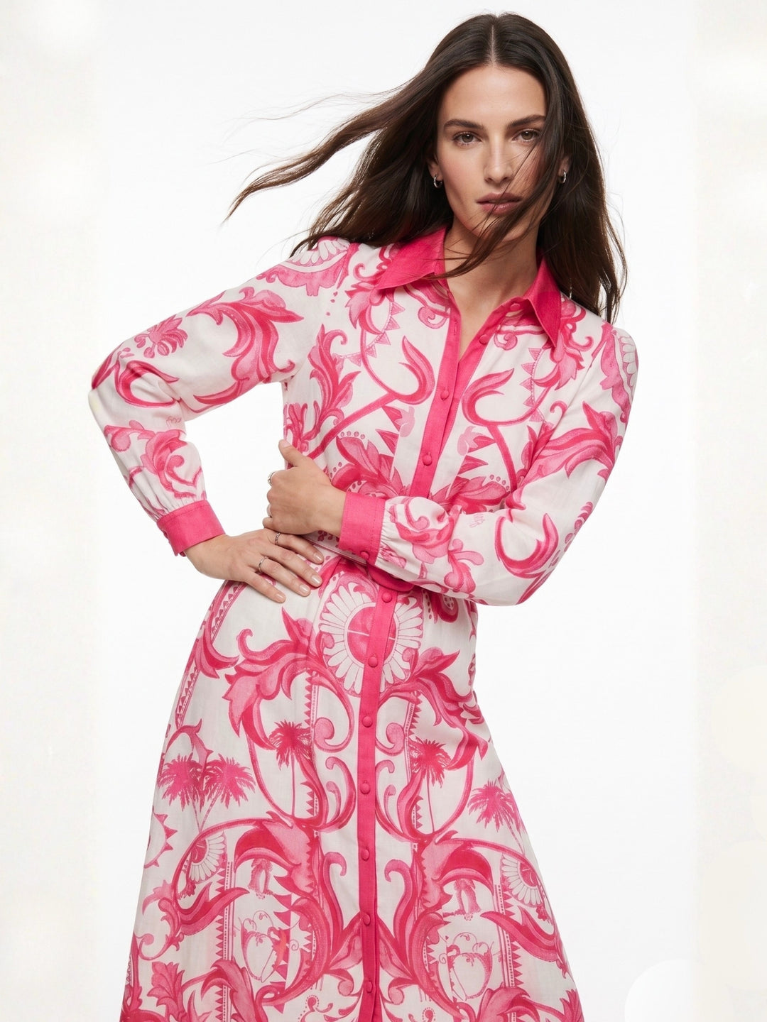 Pink Printed A-Line Dress
