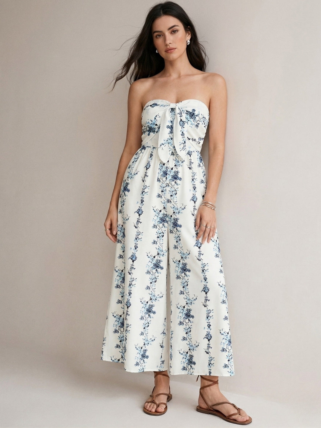 White Off Shoulder Printed Jumpsuit