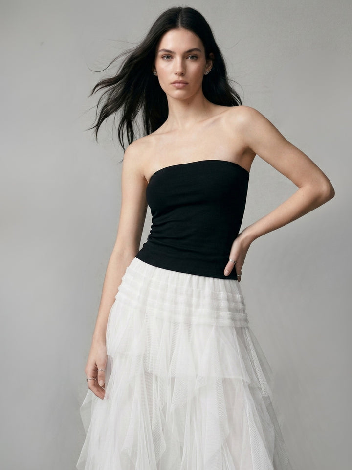 Black Off Shoulder Net Fringes Dress