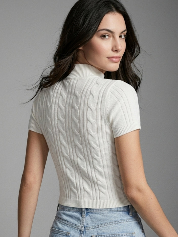 White Jacquard Knit Top