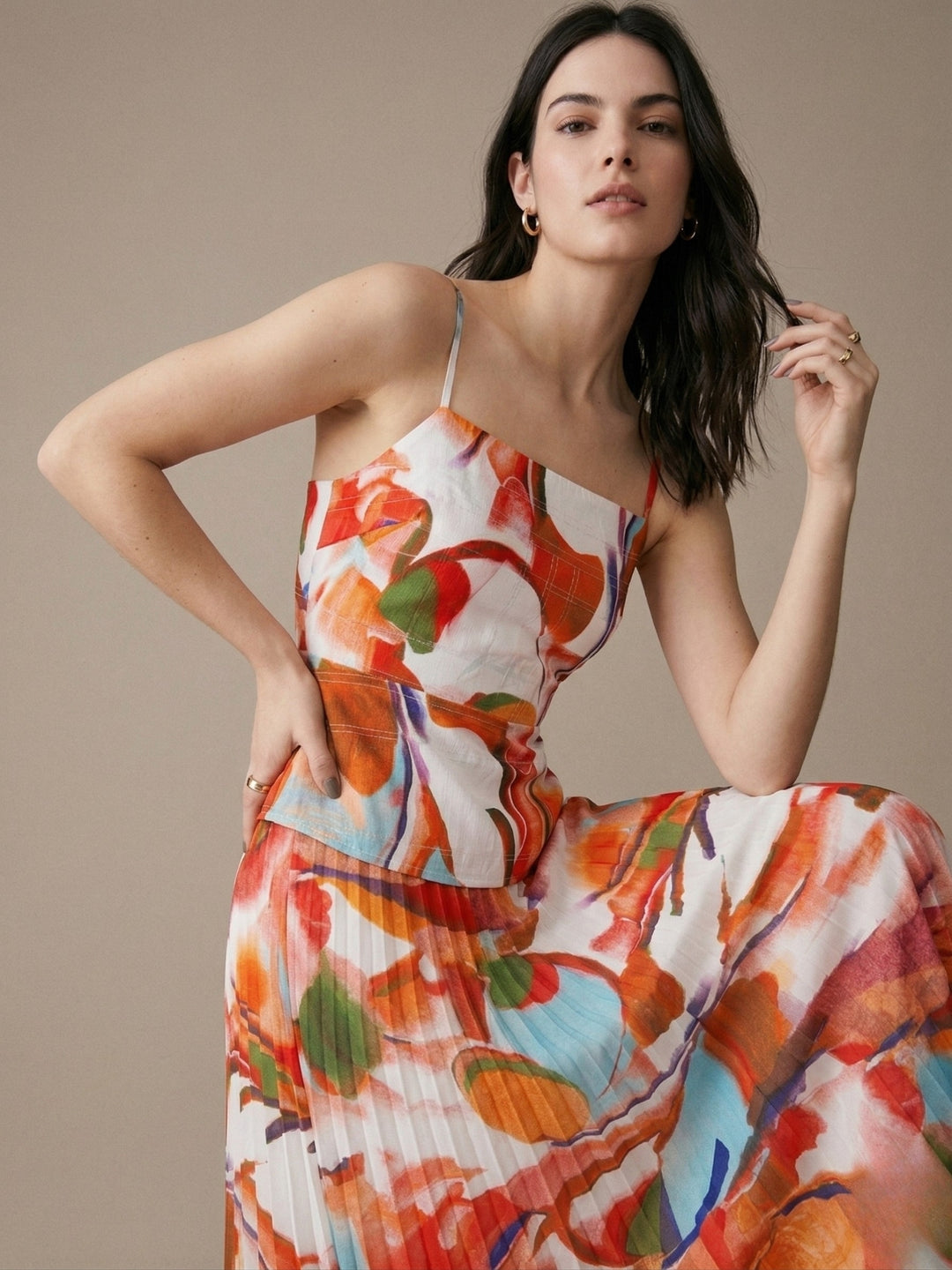 Multi Spaghetti Strap Printed Backless Dress