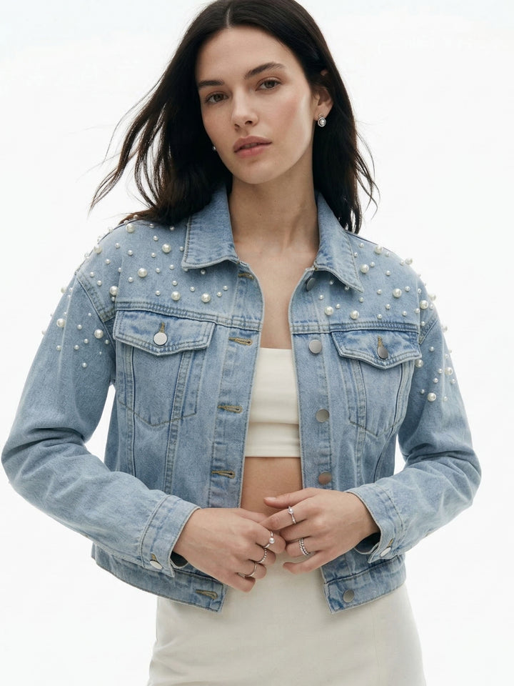 Light Blue Studded Denim Jacket