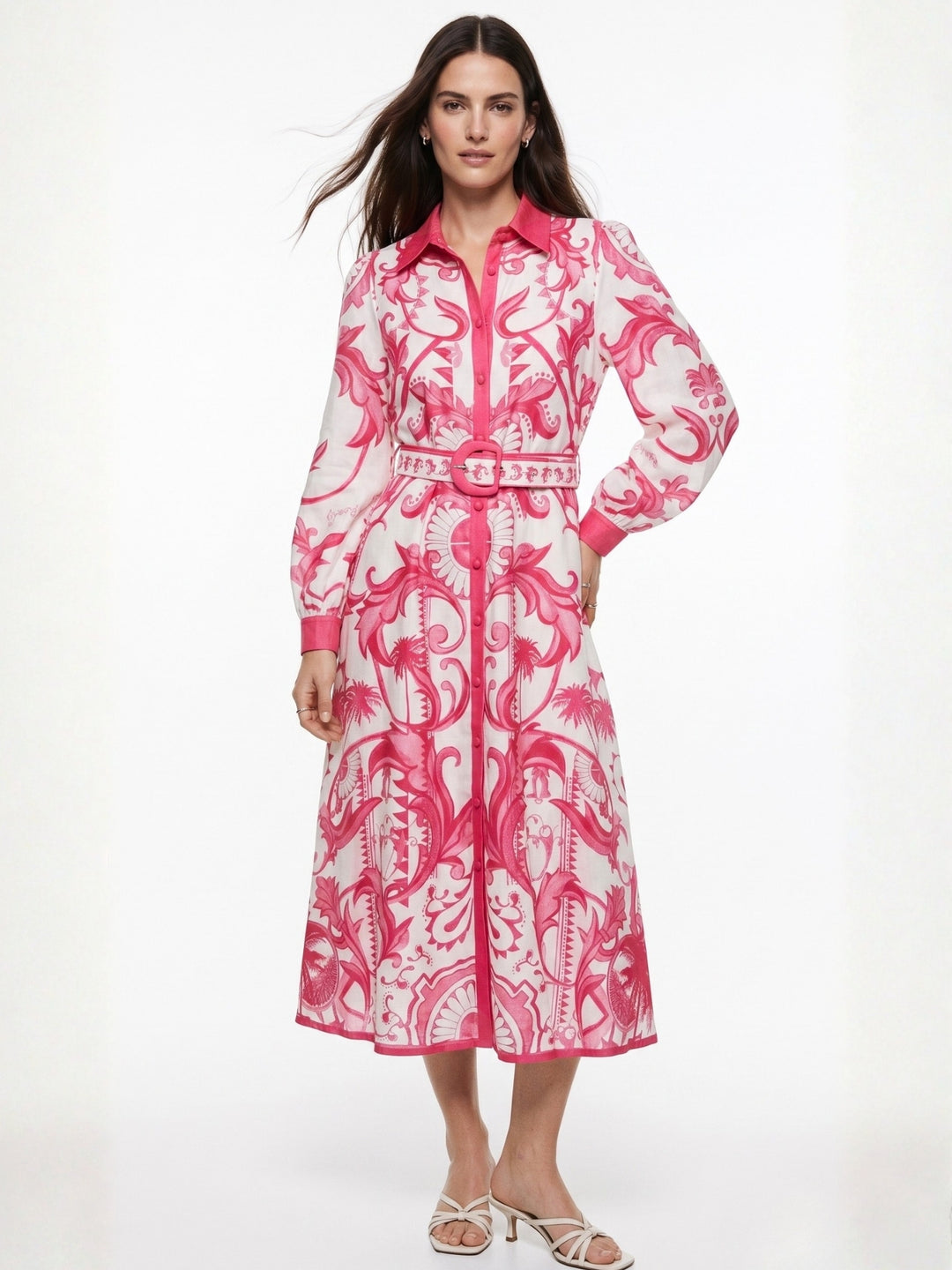 Pink Printed A-Line Dress