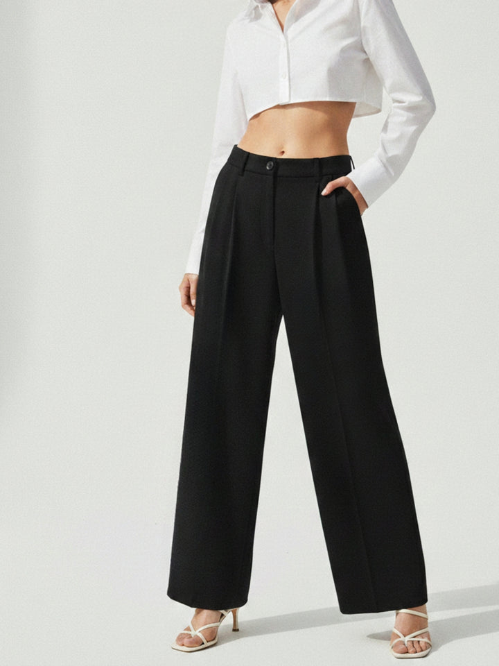 Wide Leg Black Pleated Pants