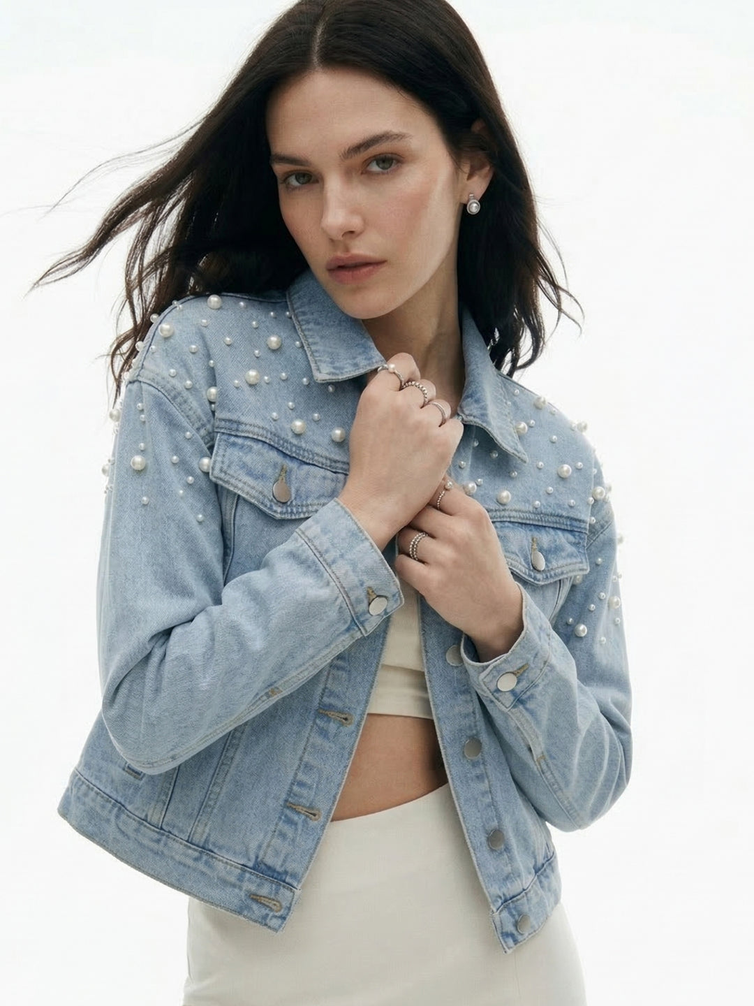 Light Blue Studded Denim Jacket