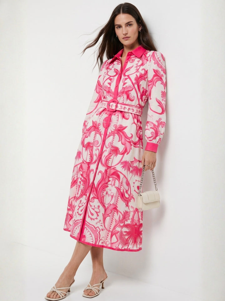Pink Printed A-Line Dress