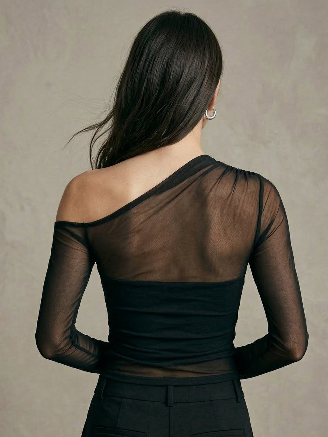 Black Off Shoulder Fitted Top