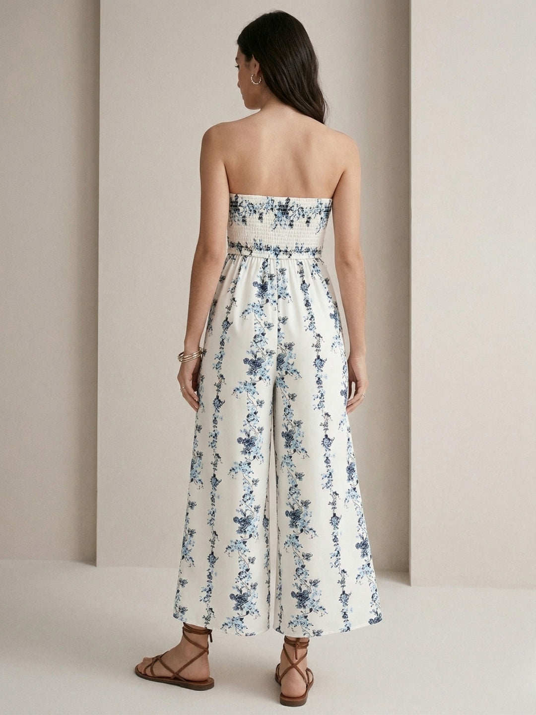 White Off Shoulder Printed Jumpsuit