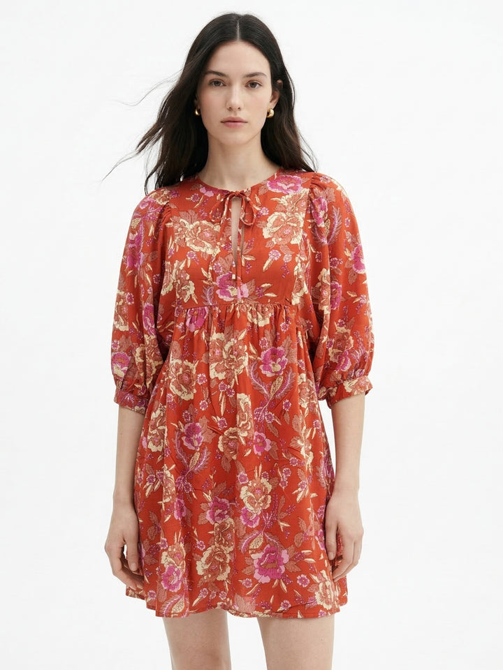 Red Printed Kaftan Dress