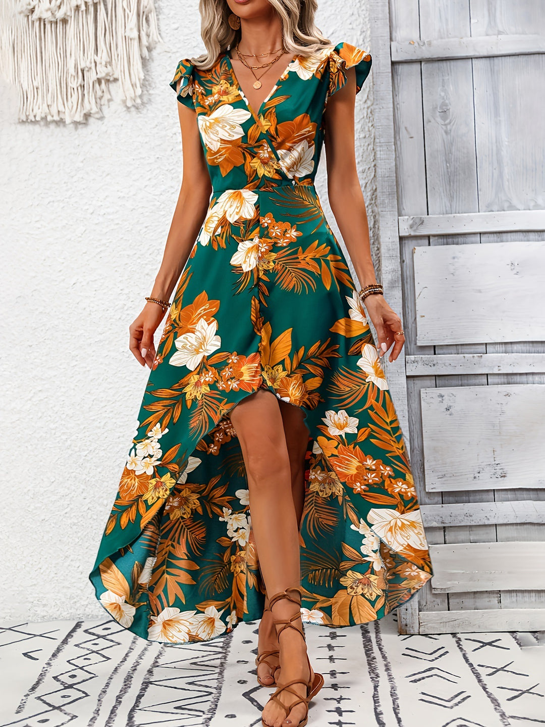 Multi Printed Wrap Dress