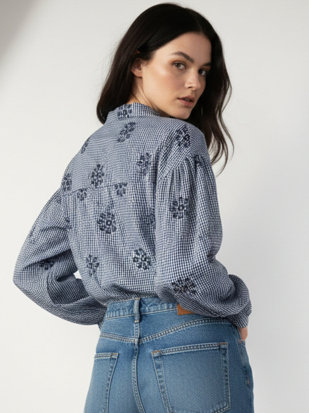 Blue Floral Printed Textured Shirt