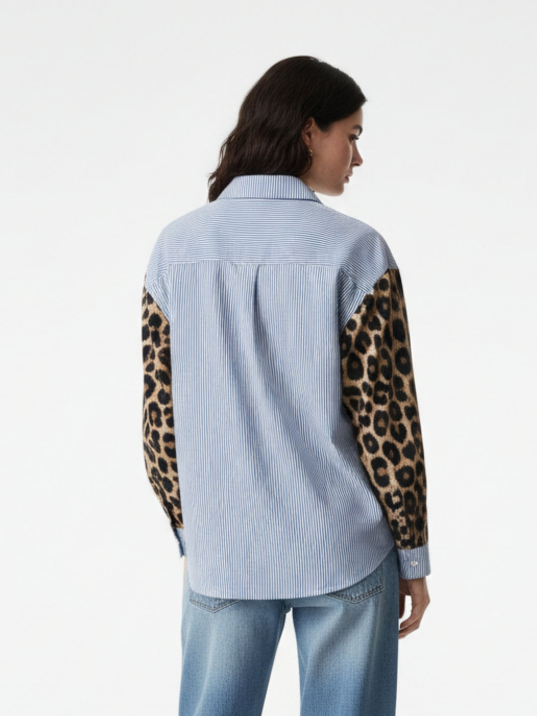 Multi Contrast Animal Printed Sleeves Shirt