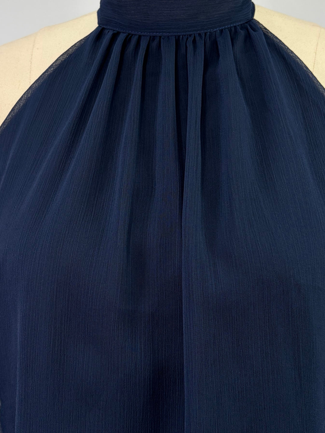 Navy Blue Halter Neck Flouncy Top