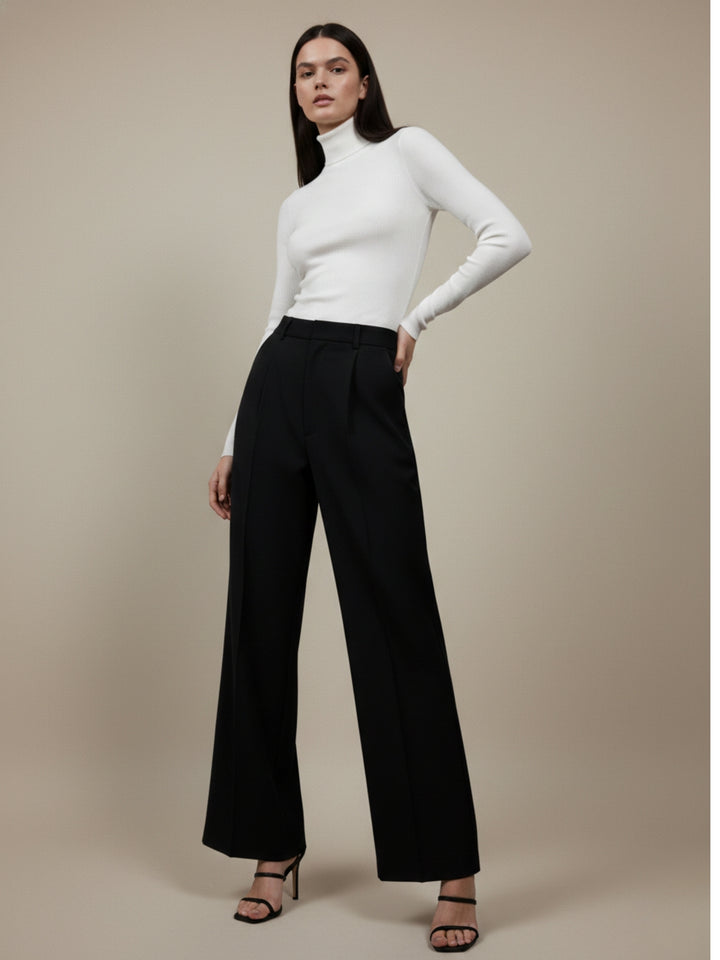 White Basic Solid High Neck Top
