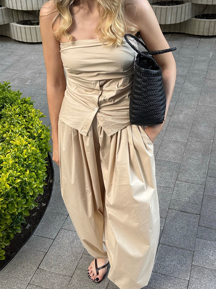 Cream Ultra Baggy Fit Trousers