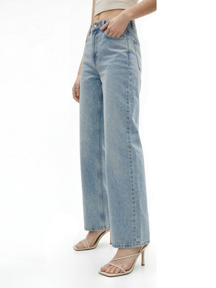 Light Blue Studded Denim Jeans