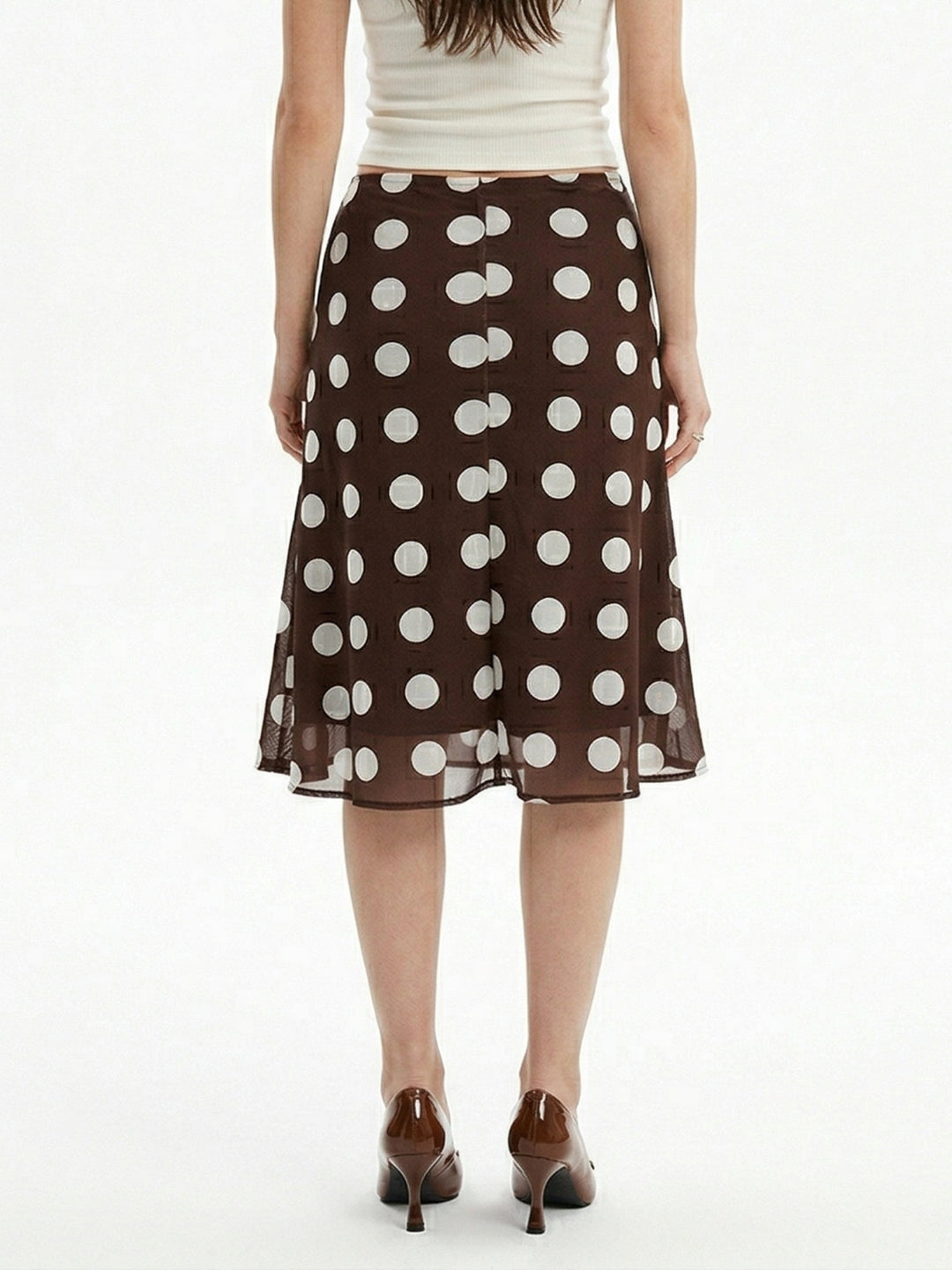 Brown Polka Printed Skirt