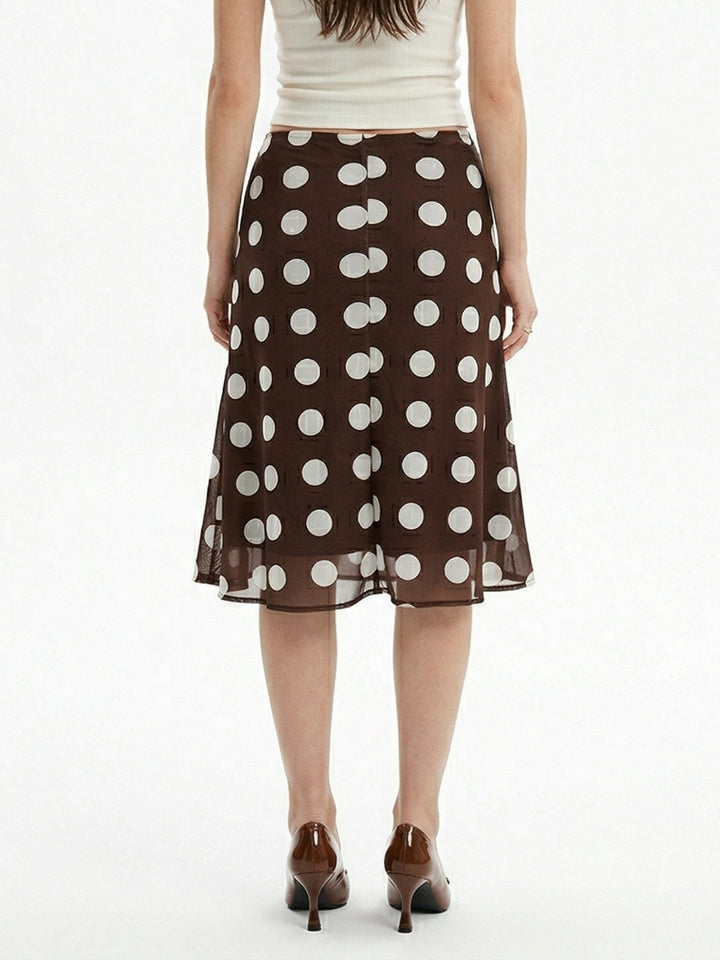 Brown Polka Printed Skirt