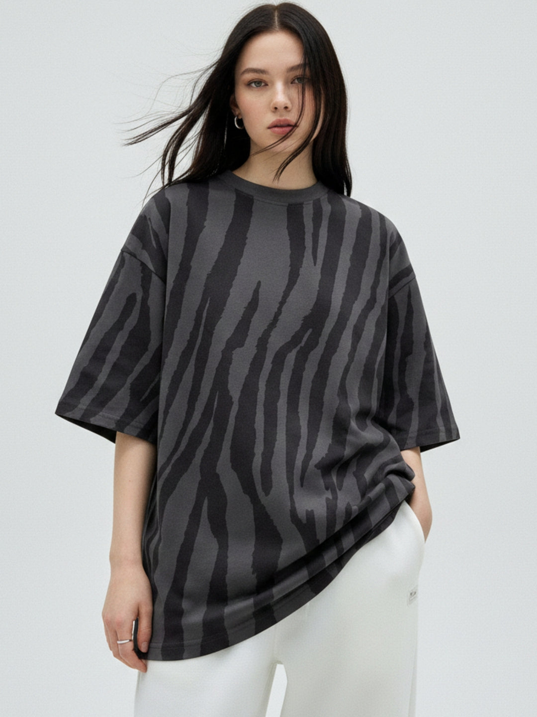 Black Animal Print Oversized T-Shirt