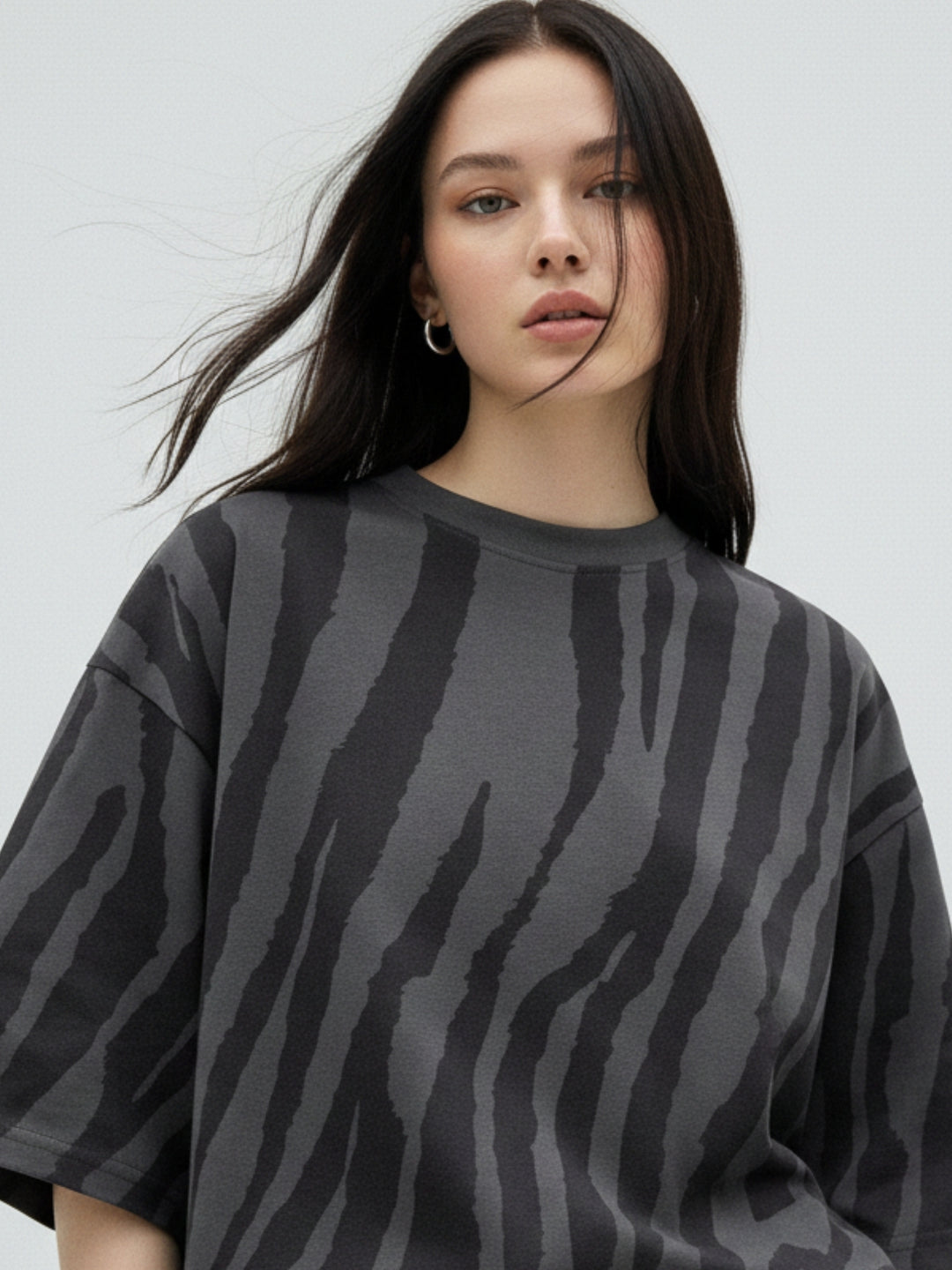 Black Animal Print Oversized T-Shirt
