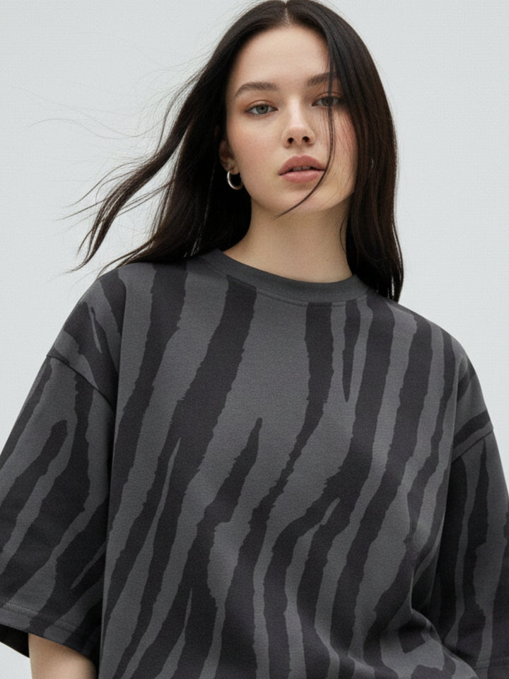 Black Animal Print Oversized T-Shirt