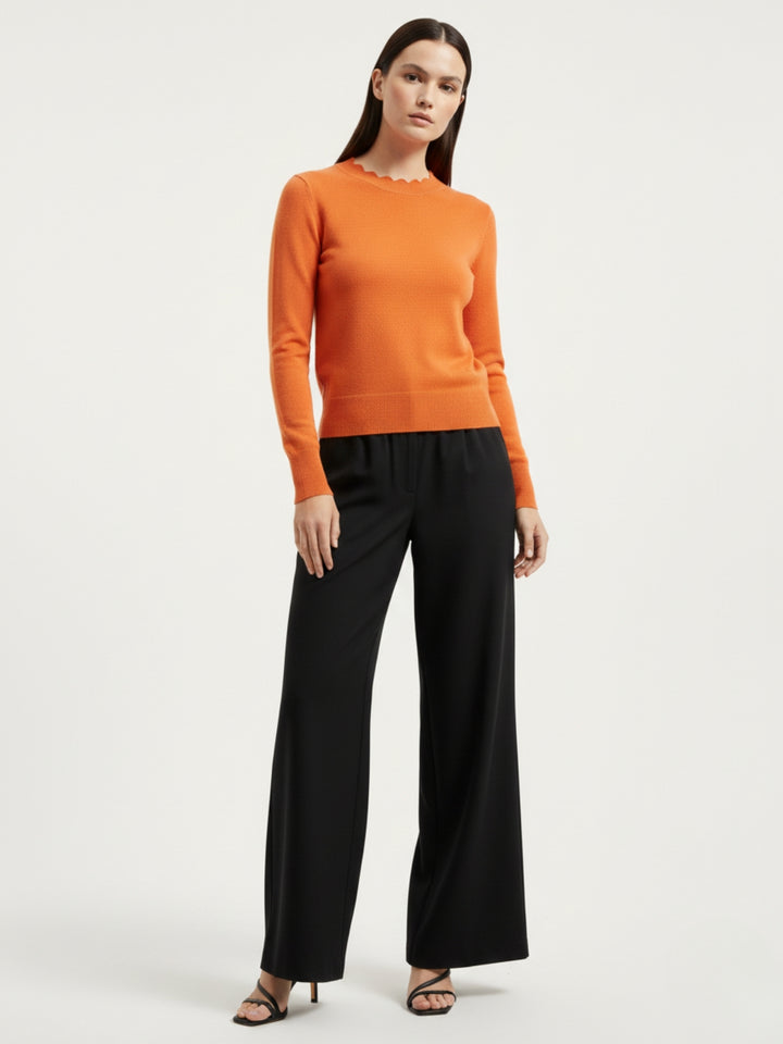 Orange Full Sleeve Crew Neck Regular Sweater