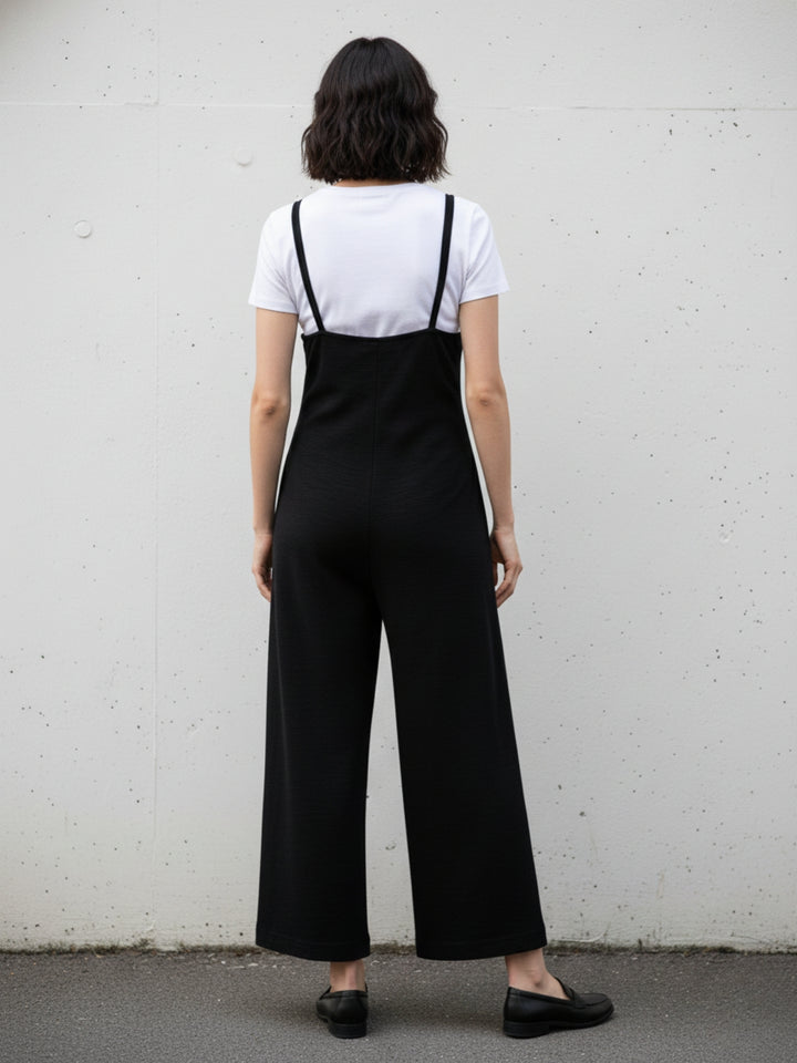 Black Double Spaghetti Strap Jumpsuits