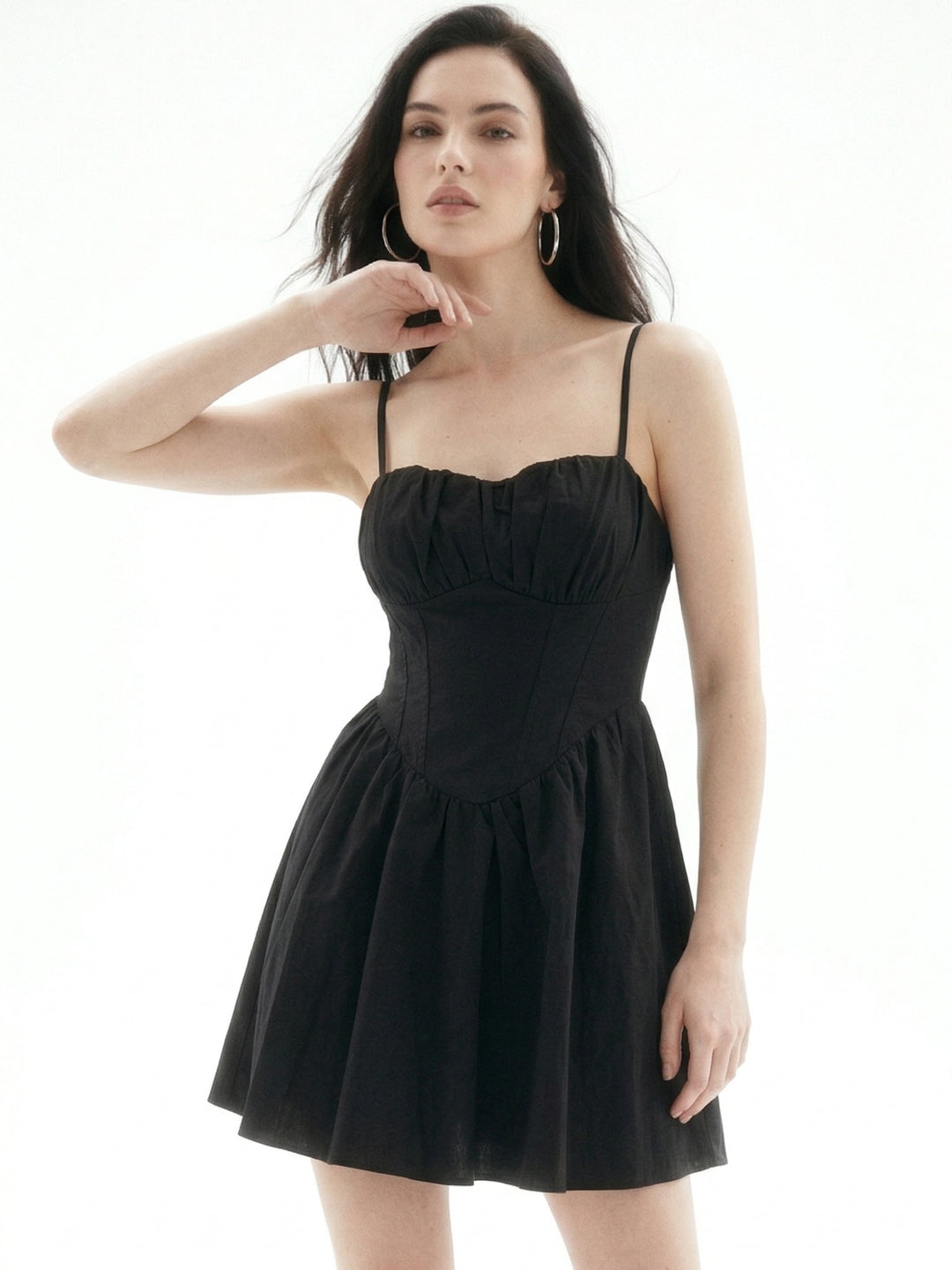 Black Spaghetti Strap Corset Detail Dress