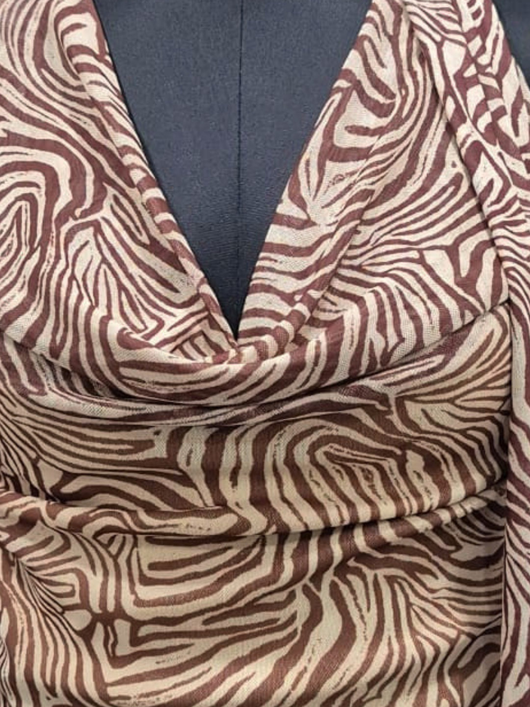 Animal Print Cowl Neck Scarf Detail Top
