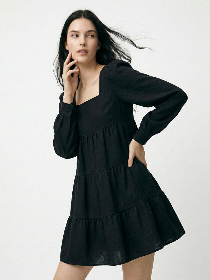 Black Basic Tiered Dress
