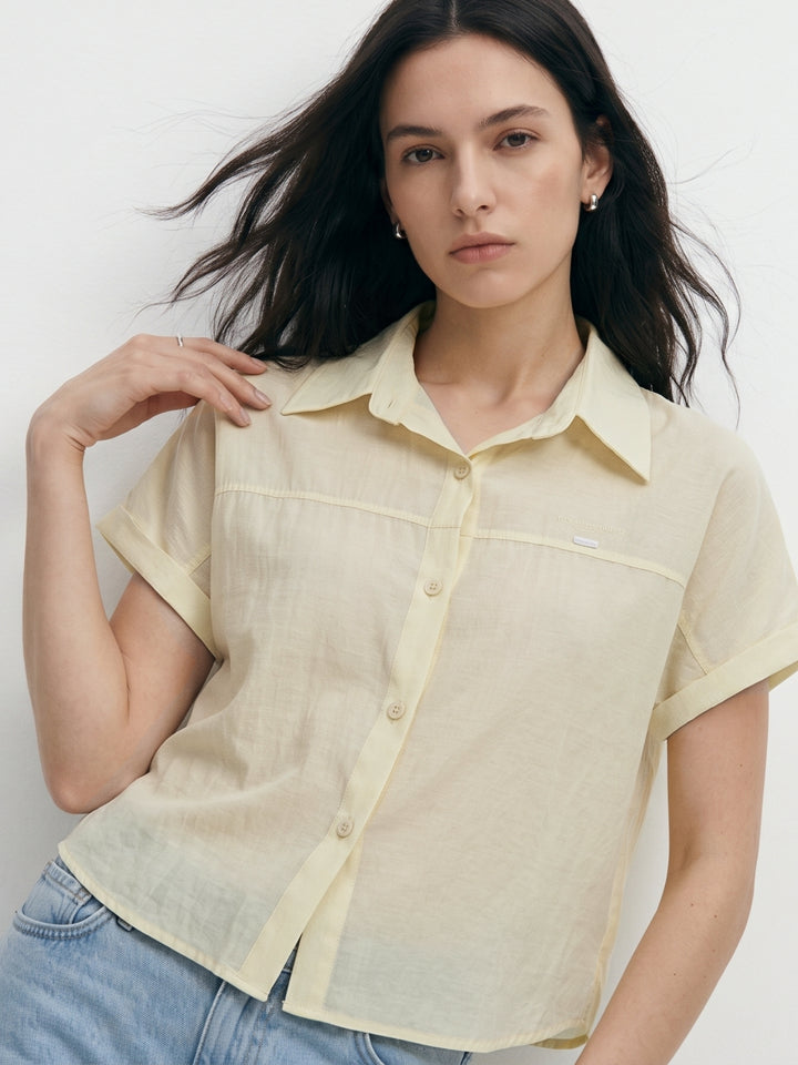 Yellow Short Sleeve Front Buttoned Top